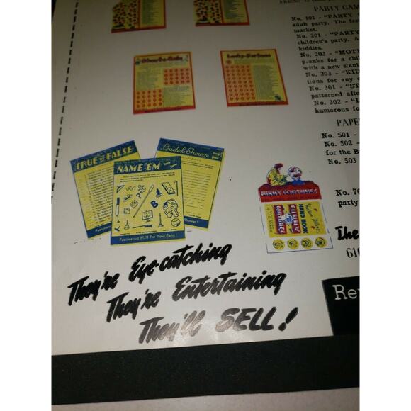 Vintage 1950's Fun Manufacturing Co Advertising Sales Sheet Naperville IL NOS - Picture 4 of 6